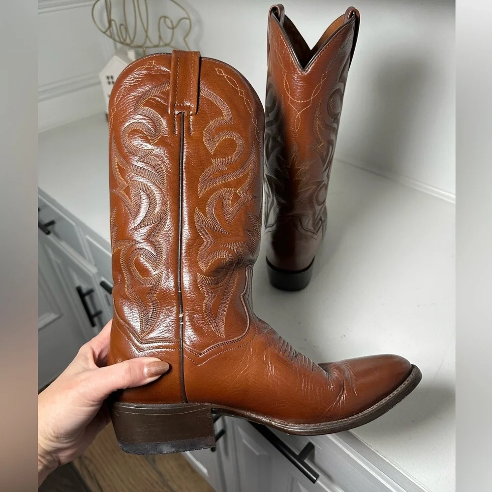 Dan Post Cowboy Boots Men’s 7.5D, Women 9 Vintage Brown Leather Western Classic - Picture 7 of 9